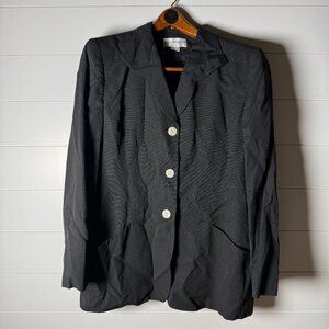 Liz Claiborne Collection UNIQUE Scalloped Collar Black Blazer Sz 14